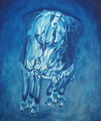 Le chien mélancolique, William Mathieu, Huile sur toile, 2018, 61 x 50 cm