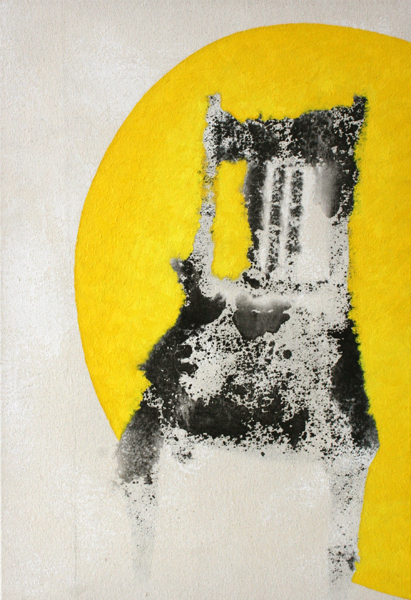 Chaise noire halo jaune - William Mathieu - Huile et acrylique sur toile - 2013 - 96 x 65 cm